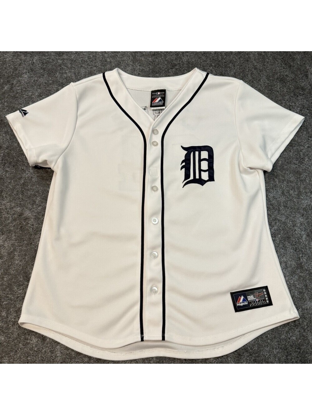 Majestic Detroit Tigers Youth L White Baseball Jersey MLB Genuine Merchandise